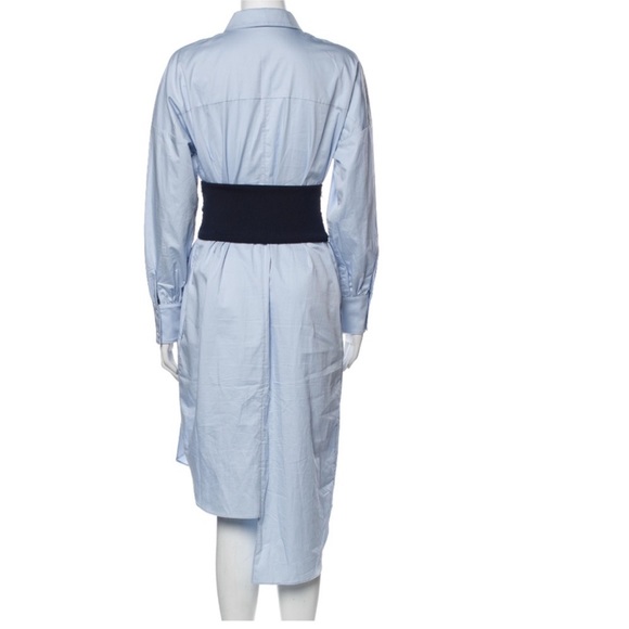 Tibi XS Corset Shirtdress Blue Cotton Poplin Midi Dress - Picture 3 of 12